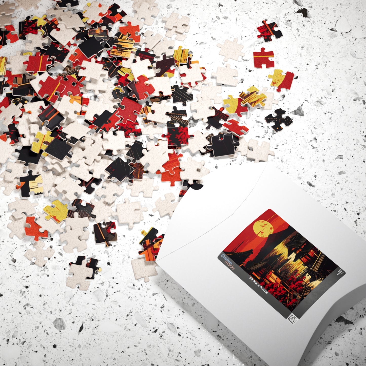 Free Shipping | Japanese Art Puzzle (110 Pieces) – Crimson Dusk of Shinagawa by Piecery