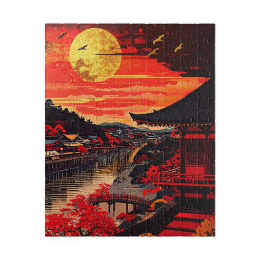 Free Shipping | Japanese Art Puzzle (110 Pieces) -   Golden Moon Over Zojoji by Piecery